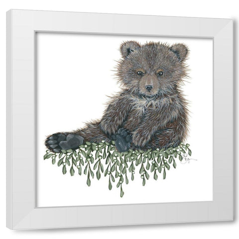 Baby Bear White Modern Wood Framed Art Print by Hollihocks Art
