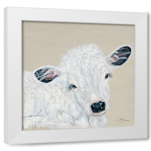 White Calf White Modern Wood Framed Art Print by Holllihocks Art