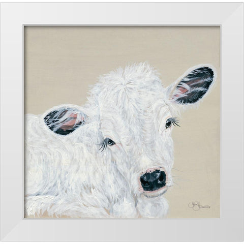 White Calf White Modern Wood Framed Art Print by Holllihocks Art