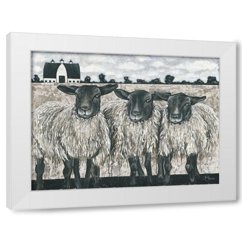 Three Sheep White Modern Wood Framed Art Print by Hollihocks Art