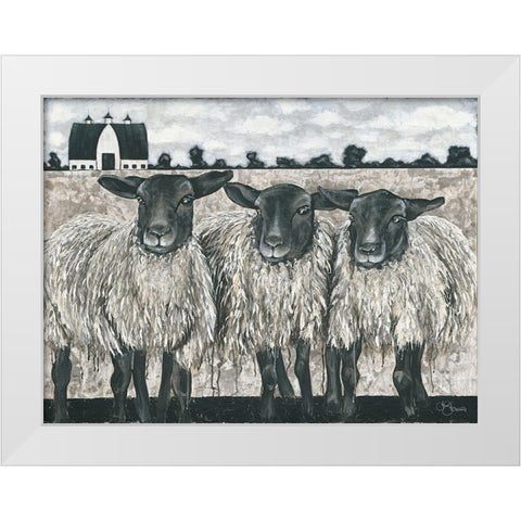Three Sheep White Modern Wood Framed Art Print by Hollihocks Art