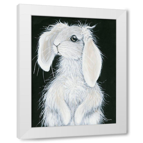 Bunny White Modern Wood Framed Art Print by Hollihocks Art