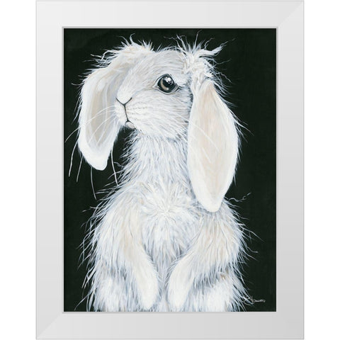 Bunny White Modern Wood Framed Art Print by Hollihocks Art