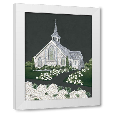 White Church White Modern Wood Framed Art Print by Hollihocks Art