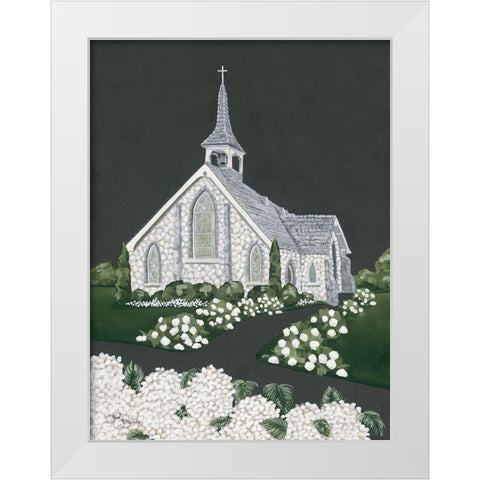 White Church White Modern Wood Framed Art Print by Hollihocks Art