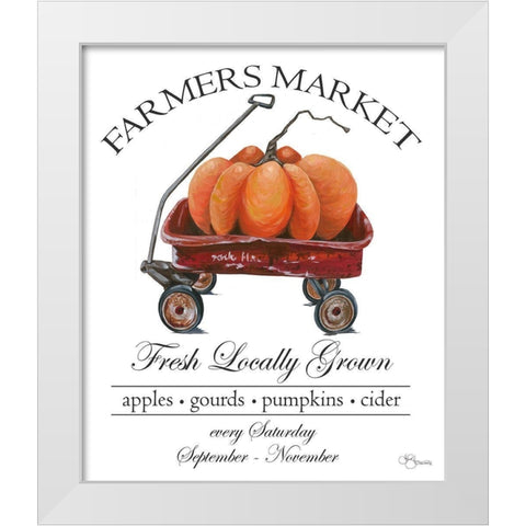 Farmers Market Sign White Modern Wood Framed Art Print by Holllihocks Art
