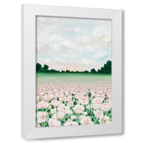 Pink Poppies White Modern Wood Framed Art Print by Hollihocks Art