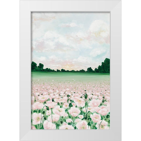 Pink Poppies White Modern Wood Framed Art Print by Hollihocks Art