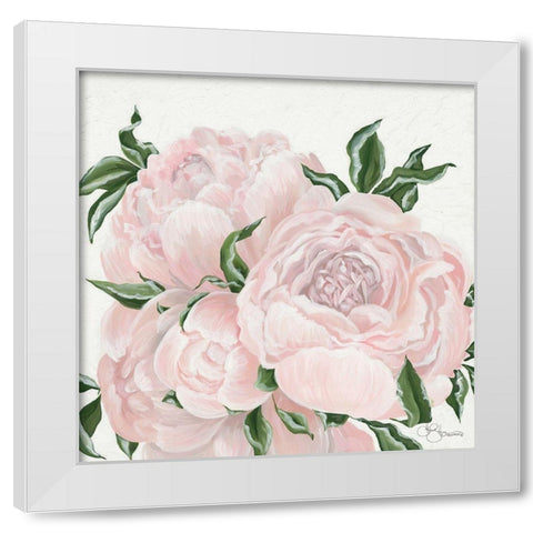 Pink Flowers White Modern Wood Framed Art Print by Holllihocks Art