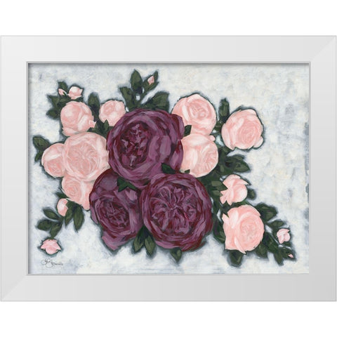 English Roses White Modern Wood Framed Art Print by Holllihocks Art