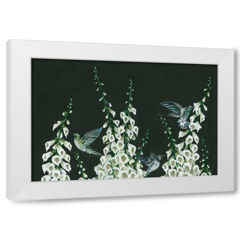 Hummingbirds White Modern Wood Framed Art Print by Holllihocks Art