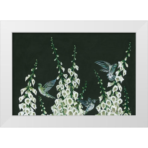 Hummingbirds White Modern Wood Framed Art Print by Holllihocks Art