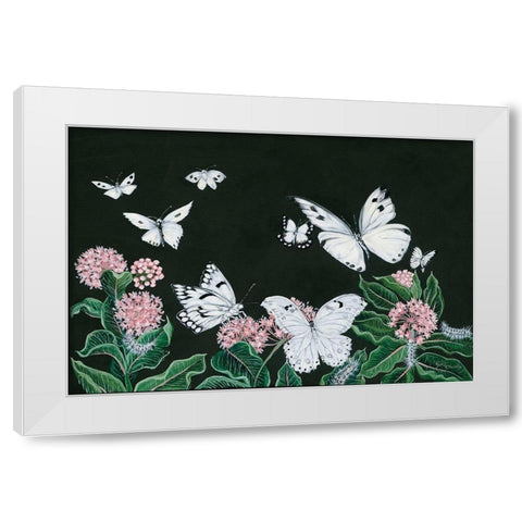 Butterflies White Modern Wood Framed Art Print by Holllihocks Art