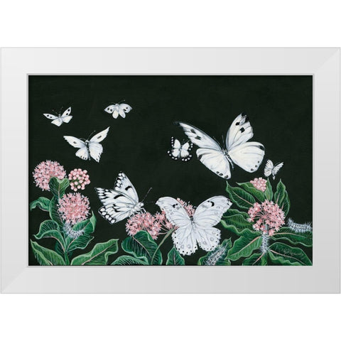 Butterflies White Modern Wood Framed Art Print by Holllihocks Art