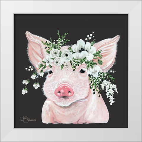 Poppy the Pig White Modern Wood Framed Art Print by Hollihocks Art