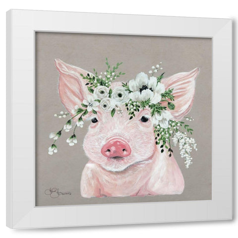 Poppy the Pig      White Modern Wood Framed Art Print by Hollihocks Art