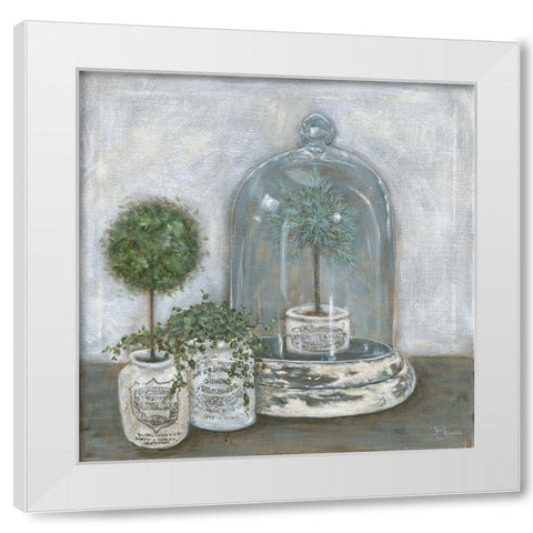 Little Topiaries     White Modern Wood Framed Art Print by Hollihocks Art
