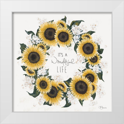 Its A Wonderful Life Wreath White Modern Wood Framed Art Print by Hollihocks Art