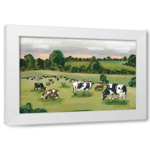 Abstract Field of Cows    White Modern Wood Framed Art Print by Hollihocks Art