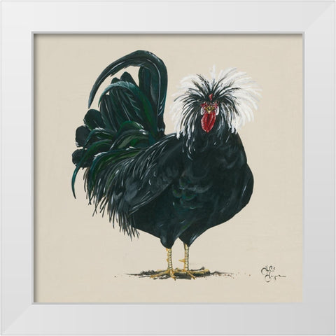 Chicken     White Modern Wood Framed Art Print by Hollihocks Art