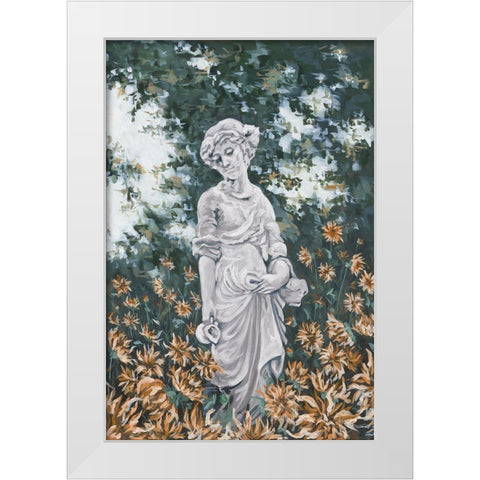 Here in the Garden  White Modern Wood Framed Art Print by Hollihocks Art