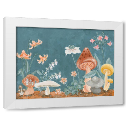 Many Mushrooms  White Modern Wood Framed Art Print by Hollihocks Art