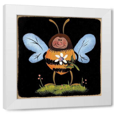 Buzzy White Modern Wood Framed Art Print by Hilliker, Lisa
