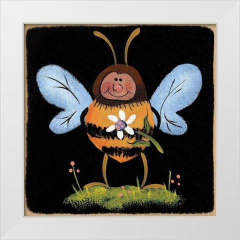 Buzzy White Modern Wood Framed Art Print by Hilliker, Lisa