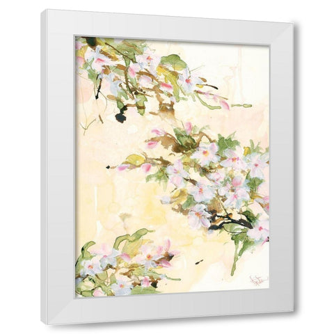 Cherry Blossoms White Modern Wood Framed Art Print by Holden, Jennifer
