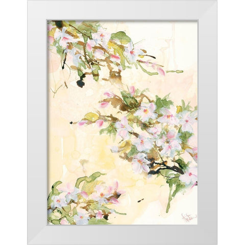 Cherry Blossoms White Modern Wood Framed Art Print by Holden, Jennifer