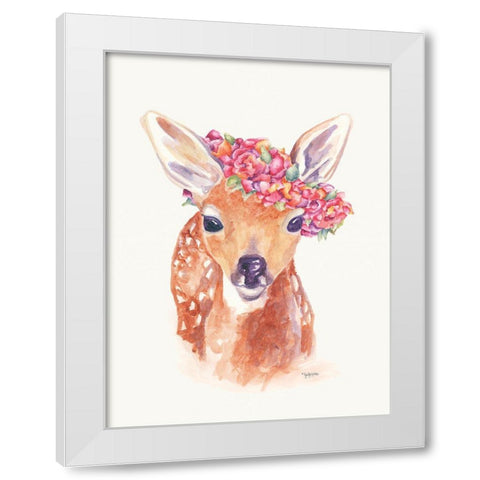 Sweet Fawn White Modern Wood Framed Art Print by Holden, Jennifer