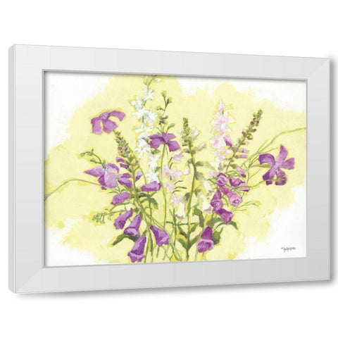 Purple Flowers White Modern Wood Framed Art Print by Holden, Jennifer