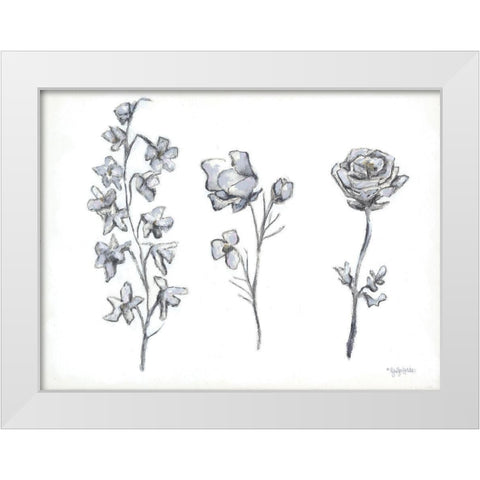 Floral Trio White Modern Wood Framed Art Print by Holden, Jennifer