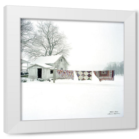 Quilts in Snow White Modern Wood Framed Art Print by Hoover, Irvin