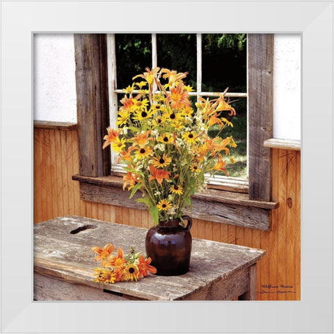 Wildflower Window White Modern Wood Framed Art Print by Hoover, Irvin