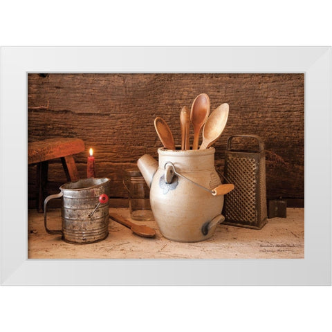 Grandmas Kitchen Tools White Modern Wood Framed Art Print by Hoover, Irvin