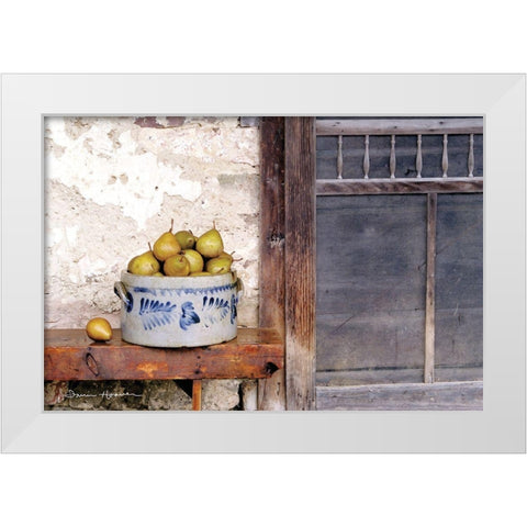 Bushel and a Peck Crock of Pears White Modern Wood Framed Art Print by Hoover, Irvin