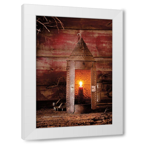 Tinners Lantern White Modern Wood Framed Art Print by Hoover, Irvin