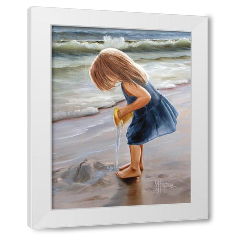 Playing at the Beach White Modern Wood Framed Art Print by Janisse, Georgia