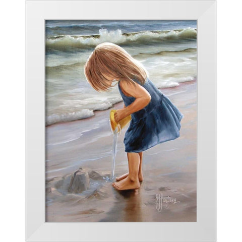 Playing at the Beach White Modern Wood Framed Art Print by Janisse, Georgia