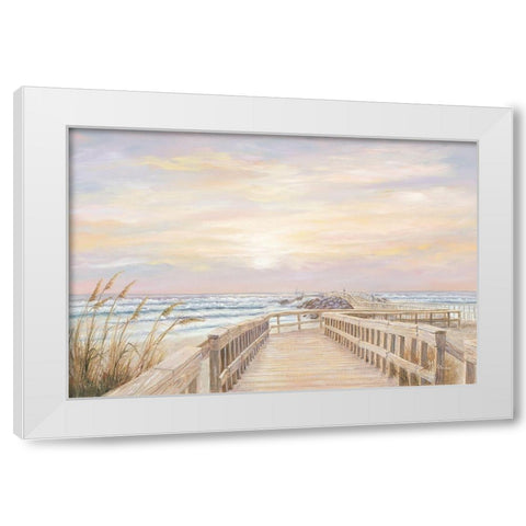 Ponce Inlet Jetty Sunrise White Modern Wood Framed Art Print by Janisse, Georgia