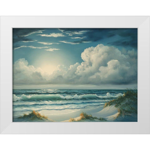 Moon Glow  White Modern Wood Framed Art Print by Janisse, Georgia