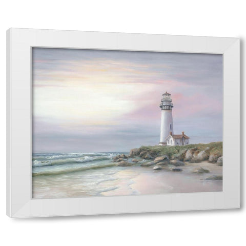 Lighthouse at Sunset White Modern Wood Framed Art Print by Janisse, Georgia