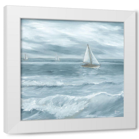 Three Sailboats     White Modern Wood Framed Art Print by Janisse, Georgia