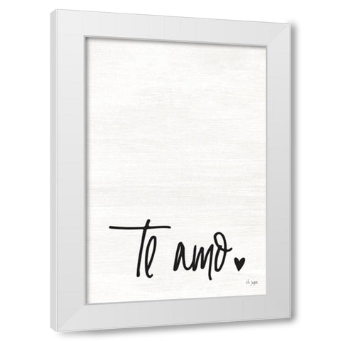 Te Amo White Modern Wood Framed Art Print by Jaxn Blvd.