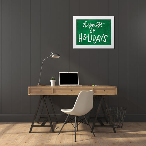 Happiest of Holidays White Modern Wood Framed Art Print by Jaxn Blvd.