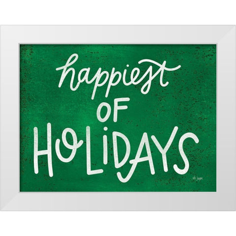 Happiest of Holidays White Modern Wood Framed Art Print by Jaxn Blvd.