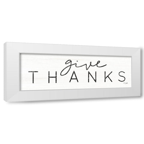 Give Thanks White Modern Wood Framed Art Print by Jaxn Blvd.