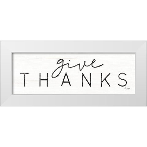 Give Thanks White Modern Wood Framed Art Print by Jaxn Blvd.
