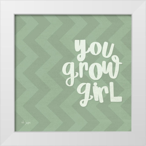 You Grow Girl White Modern Wood Framed Art Print by Jaxn Blvd.